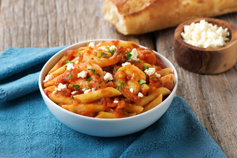 Pasta with Tomato Shrimp and Feta